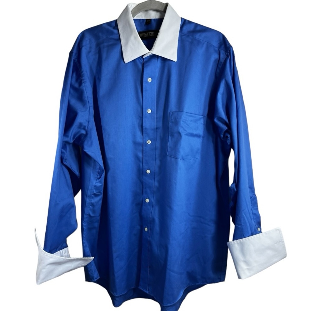 Donald Trump Signature Collection Blue and White Cufflink Dress Shirt. Like New